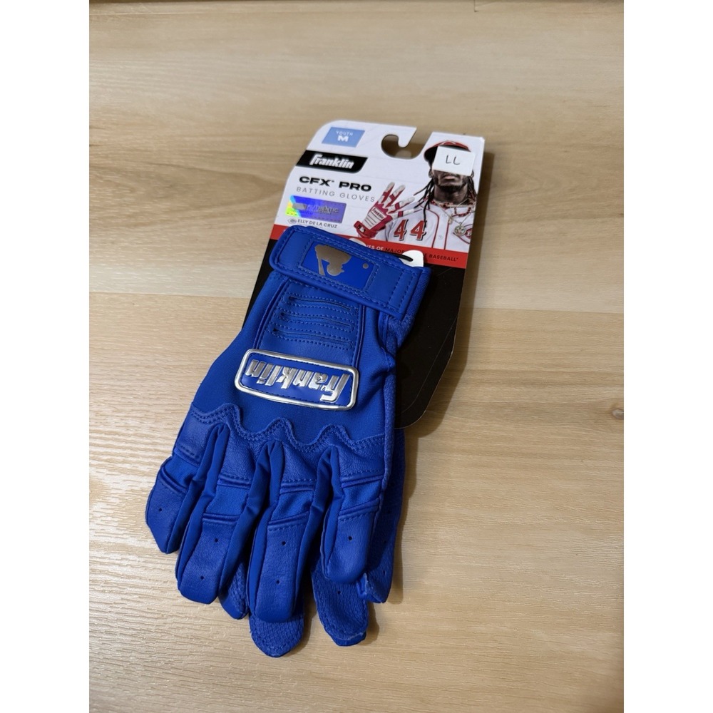 Franklin Royal Blue Pro MLB Chrome CFX Batting Gloves Youth Medium